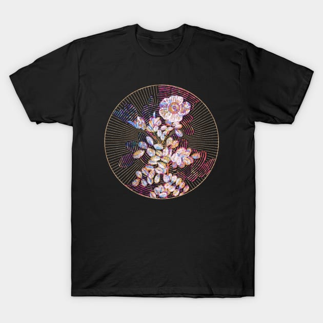 Blooming Macartney Rose Floral Rainbow Mosaic T-Shirt by Holy Rock Design